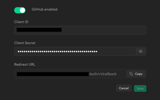 Supabase GitHub settings